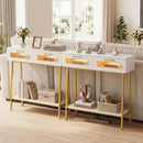 Console Table with LED Lights and Open Shelf - White & Gold by LJGDeals