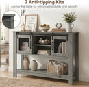 Console Table with Sliding Barn Doors and Storage - Gray by LJGDeals