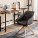 Modern Leathaire Set of 2 Swivel Accent Chair with Beech Wood Legs by LJGDeals