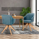 Modern Leathaire Set of 2 Swivel Accent Chair with Beech Wood Legs by LJGDeals