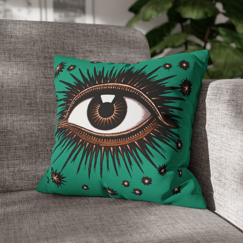 "All Seeing Eye" Throw Pillow (Teal)