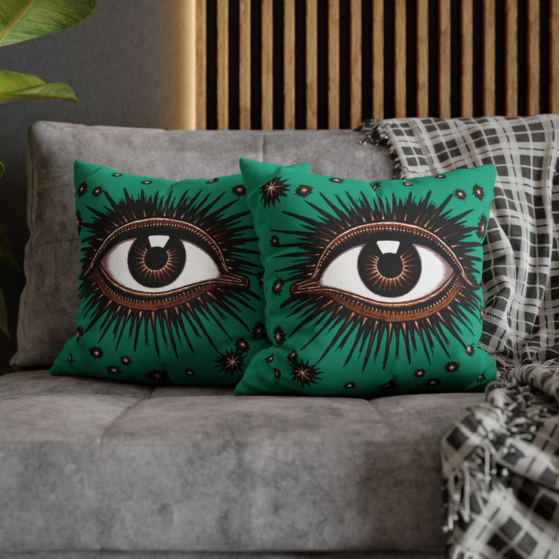 "All Seeing Eye" Throw Pillow (Teal)