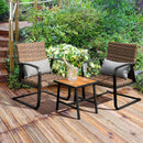 3 Pieces Patio Rattan Conversation Set with Quick Dry Lumbar Pillows by LJGDeals