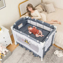 Convertible Bassinet with Removable Changing Table and Detachable Mesh Net by LJGDeals