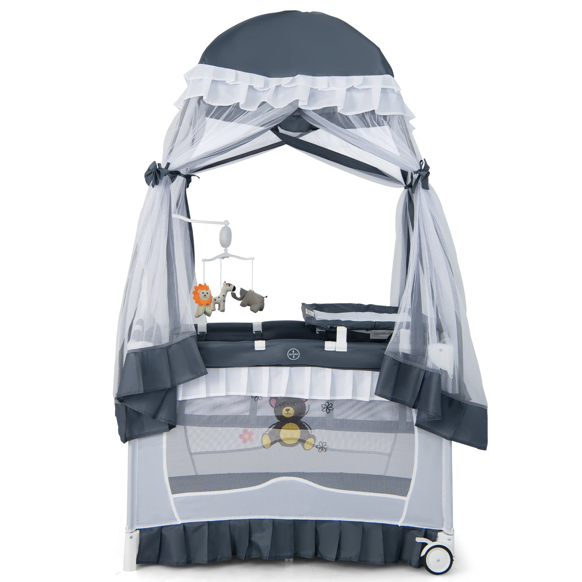Convertible Bassinet with Removable Changing Table and Detachable Mesh Net-Grey, photo 4 of 6