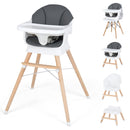 Convertible High Chair for Babies and Toddlers Solid Wood Baby Feeding Chair with 3-Position Adjustable Tray