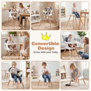 Convertible High Chair for Babies and Toddlers Solid Wood Baby Feeding Chair with 3-Position Adjustable Tray