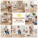 Convertible High Chair for Babies and Toddlers Solid Wood Baby Feeding Chair with 3-Position Adjustable Tray by LJGDeals