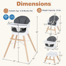 Convertible High Chair for Babies and Toddlers Solid Wood Baby Feeding Chair with 3-Position Adjustable Tray by DirectDeals