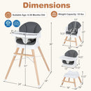 Convertible High Chair for Babies and Toddlers Solid Wood Baby Feeding Chair with 3-Position Adjustable Tray by LJGDeals