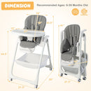 Convertible Infant Dining Chair with 5 Backrest and 3 Footrest Positions