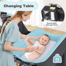 4-in-1 Convertible Portable Baby Playard Newborn Napper with Music and Toys-Blue