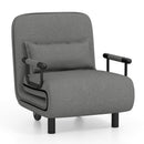 3-in-1 Convertible Sofa Bed with 5-Position Adjustable Backrest and Lumbar Pillow-Gray