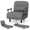 3-in-1 Convertible Sofa Bed with 5-Position Adjustable Backrest and Lumbar Pillow-Gray