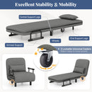 3-in-1 Convertible Sofa Bed with 5-Position Adjustable Backrest and Lumbar Pillow-Gray