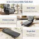 3-in-1 Convertible Sofa Bed with 5-Position Adjustable Backrest and Lumbar Pillow-Gray