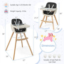 3-in-1 Convertible Wooden High Chair with Cushion by LJGDeals