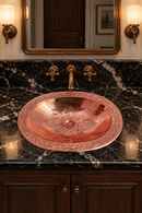 Copper Brass Sink - Oval Drop-In Engraved Bathroom Sink