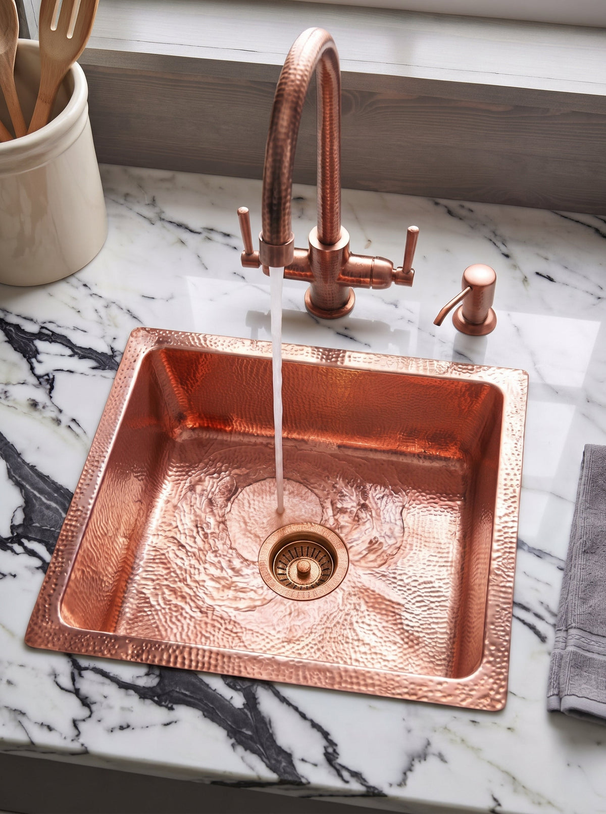 Copper Kitchen Sink - Hammered Island sink, photo 3 of 8