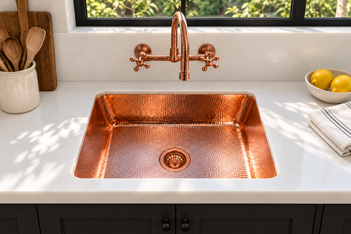 Copper Kitchen Sink - Hammered Island sink, photo 2 of 8