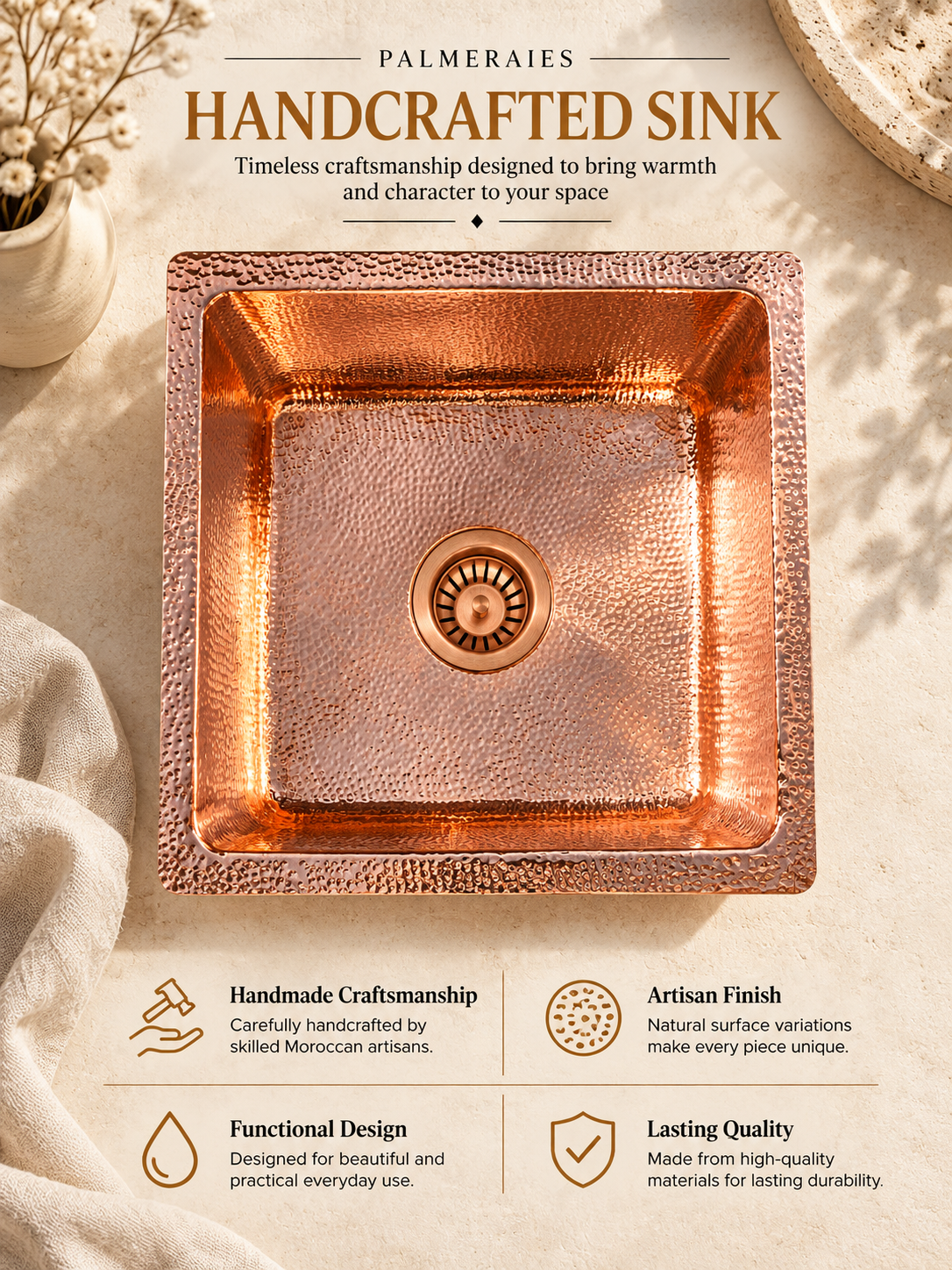 Copper Kitchen Sink - Hammered Island sink, photo 6 of 8