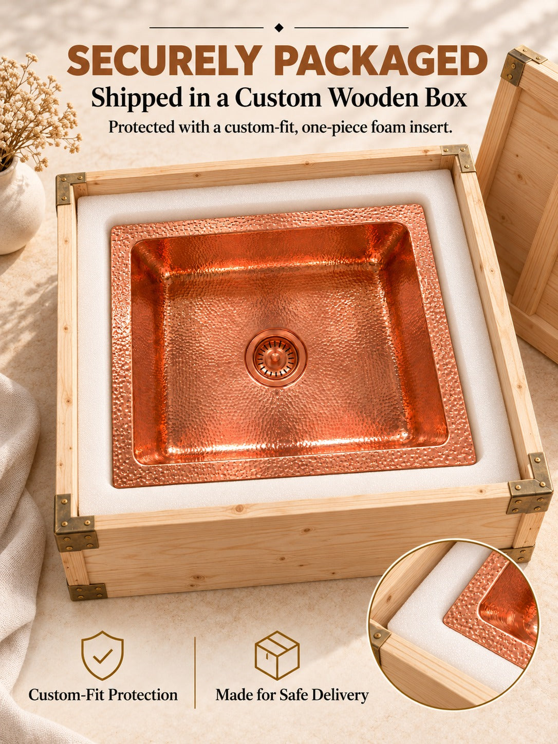 Copper Kitchen Sink - Hammered Island sink, photo 7 of 8