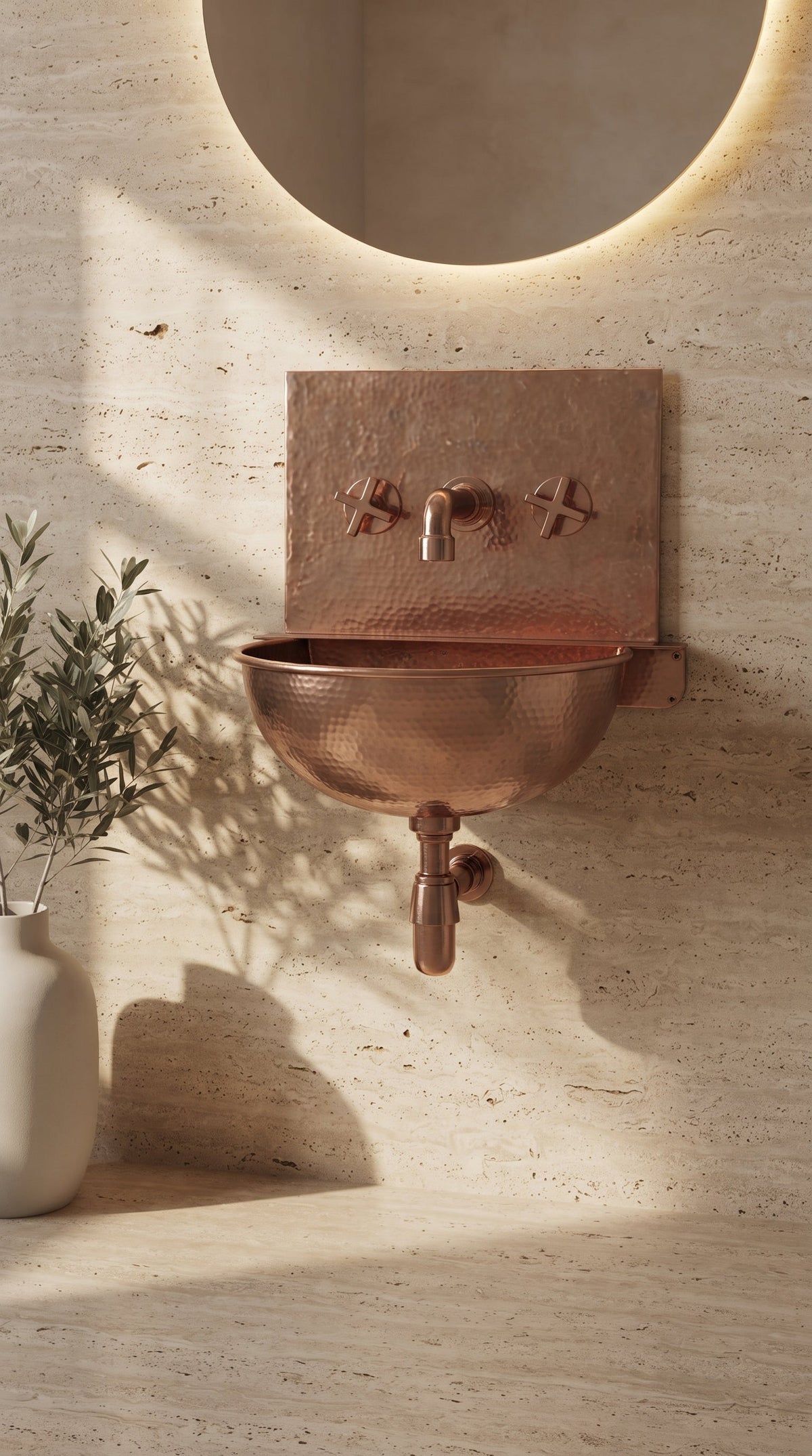 Copper Wall Mount Sink With Faucet