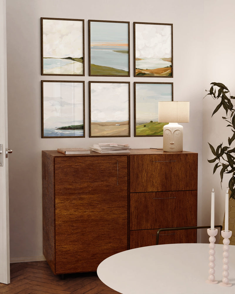 16x20 in, Set of 6, Walnut Oak Frame