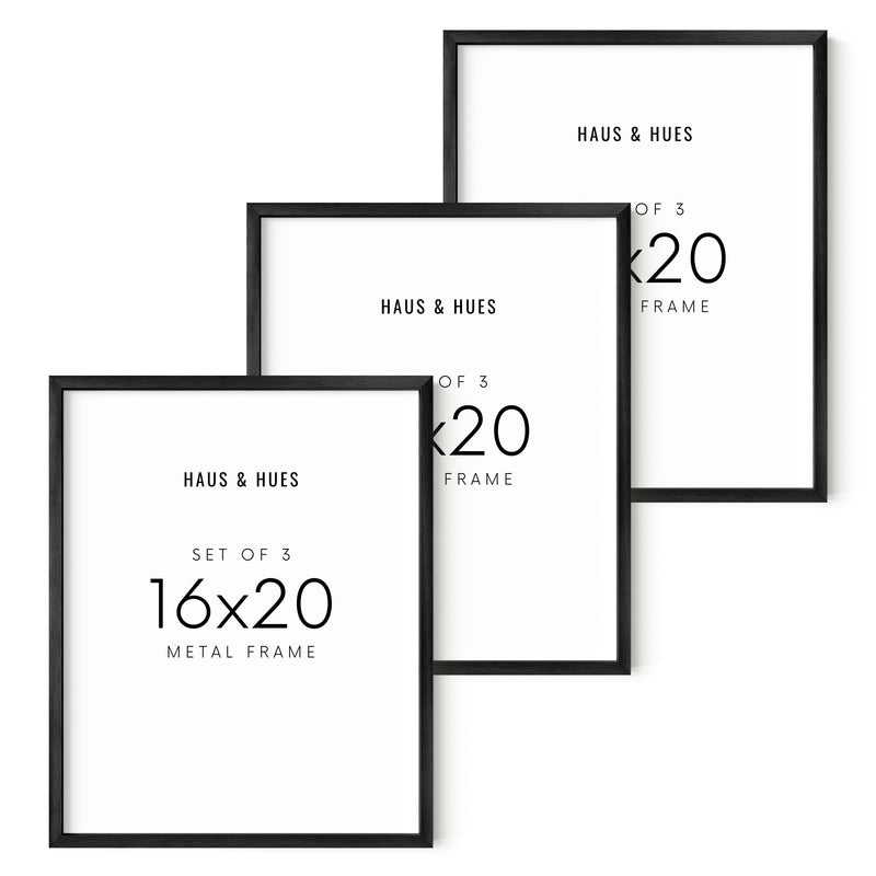 16x20 in, Set of 3, Black Aluminum