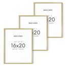 16x20 in, Set of 3, Gold Aluminum