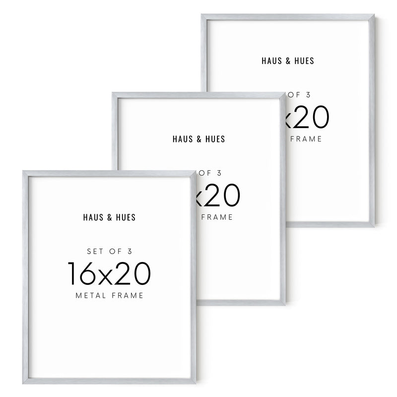 16x20 in, Set of 3, Silver Aluminum