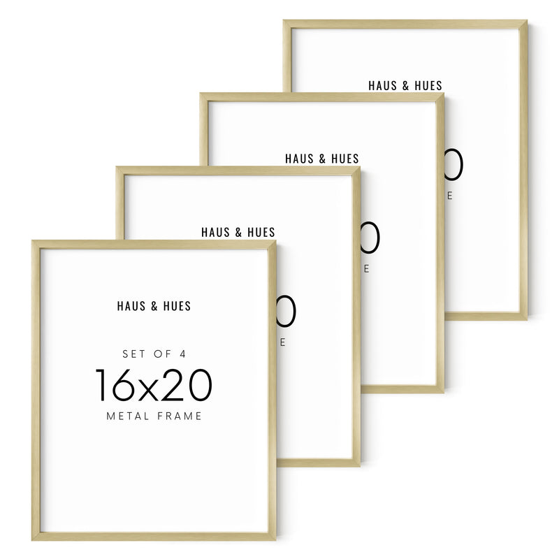 16x20 in, Set of 4, Gold Aluminum