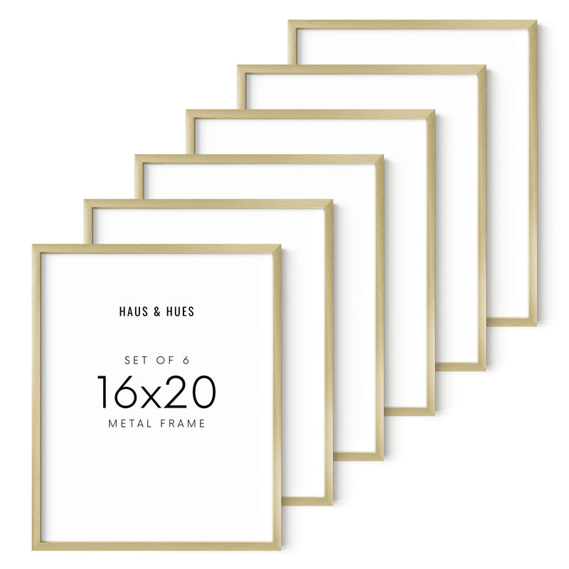 16x20 in, Set of 6, Gold Aluminum