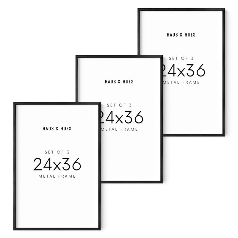 24x36 in, Set of 3, Black Aluminum