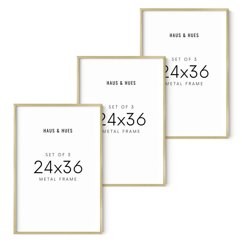 24x36 in, Set of 3, Gold Aluminum