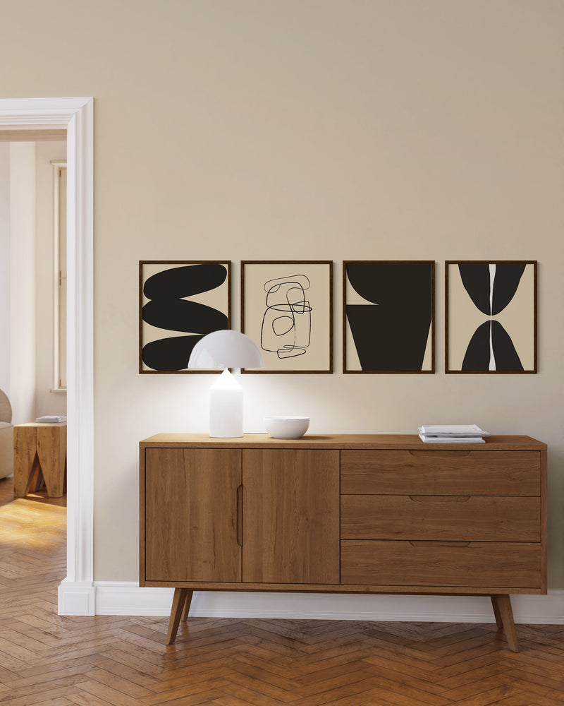 16x20 in, Set of 4, Walnut Oak Frame