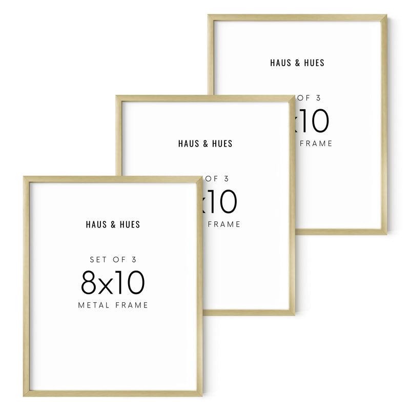 8x10 in, Set of 3, Gold Aluminum