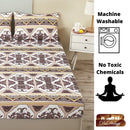 DaDa Bedding Majestic Oriental Kilim Fitted Sheet - w/ Pillow Cases Royal Persian Traditional Design Intricate Ornate Ornament Print