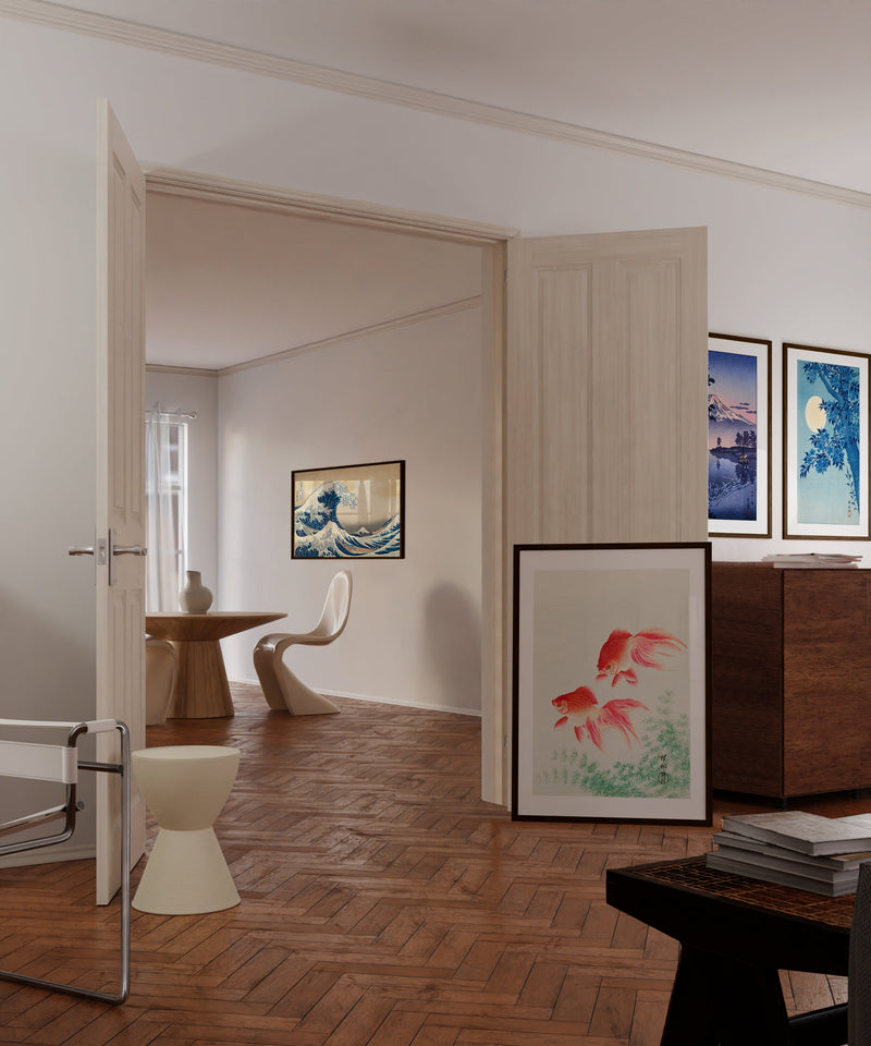 24x36 in, Set of 4, Walnut Oak Frame