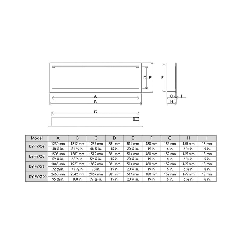 Dynasty Tempo 63" Virtual Linear Electric Fireplace With Multifunction Remote Control [DY-FVX63] (SAK20385)