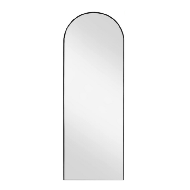 Zeek 64"x24" Black Metal Arched Wall Mirror, Thin Edge Full Length, Deep Set Mirror MB6424