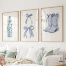 Preppy Aesthetic Dorm Decor Blue Wall Art Prints by Wall Art Set