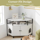 Corner Cat Litter Box Enclosure with Open Shelf 2 Entrances and Metal Legs by DirectDeals