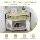 Corner Cat Litter Box Enclosure with Open Shelf 2 Entrances and Metal Legs by DirectDeals