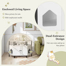 Corner Cat Litter Box Enclosure with Open Shelf 2 Entrances and Metal Legs by DirectDeals