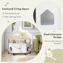 Corner Cat Litter Box Enclosure with Open Shelf 2 Entrances and Metal Legs by LJGDeals