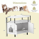 Corner Cat Litter Box Enclosure with Open Shelf 2 Entrances and Metal Legs by LJGDeals
