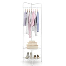 Corner Coat Rack with Top Hanger and 2 Mesh Shelves for Entryway Hallway Living Room Bedroom