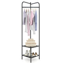 Corner Coat Rack with Top Hanger and 2 Mesh Shelves for Entryway Hallway Living Room Bedroom by LJGDeals