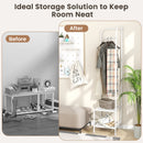 Corner Coat Rack with Top Hanger and 2 Mesh Shelves for Entryway Hallway Living Room Bedroom
